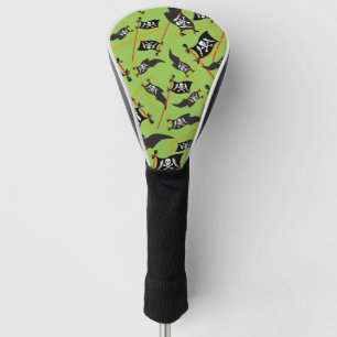 Couvre-club De Golf Drapeau pirate vert noir crânes os blancs pillage