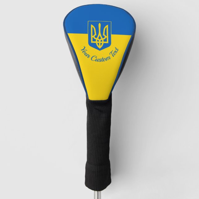 Couvre-club De Golf Drapeau ukrainien avec blason et texte personnalis (Devant)