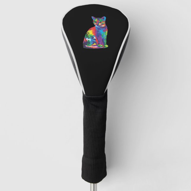 Couvre-club De Golf Drôle Couleurs de Chat (Devant)