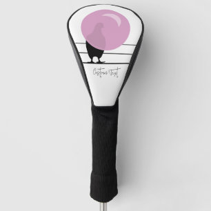 Couvre-club De Golf Drôle mignon Bubblegum Birds sur un fil blanc