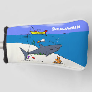 Couvre-club De Golf Drôle requin couché et dessin animé de pêche