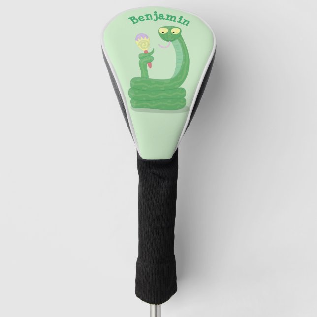 Couvre-club De Golf Drôle serpent vert avec caricature maraca (Devant)