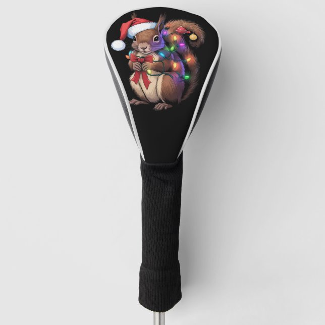 Couvre-club De Golf Écureuil lumières de Noël Famille de Noël (Devant)