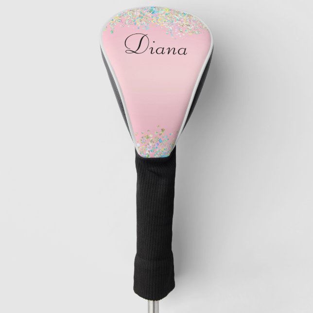 Couvre-club De Golf Effet Paillettes Rose Clair (Devant)