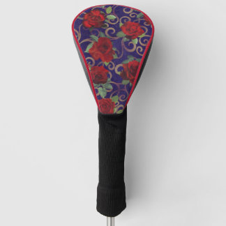 Couvre-club De Golf Elégant Classy Gold Damask Vintage Rouge Rose viol