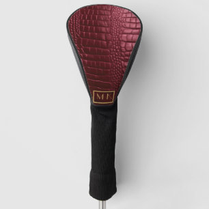 Couvre-club De Golf Élégant Crocodile Bourgogne Monogramme en cuir