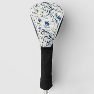 Couvre-club De Golf Élégant Feuilles Blue Paisley - Arrière - plan bla