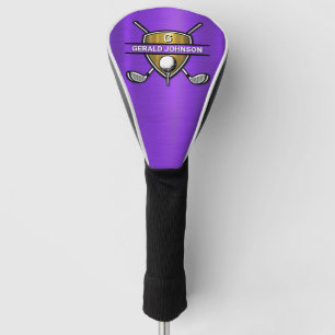 Couvre-club De Golf Elégant Gold Shield Golf Monogramme Design
