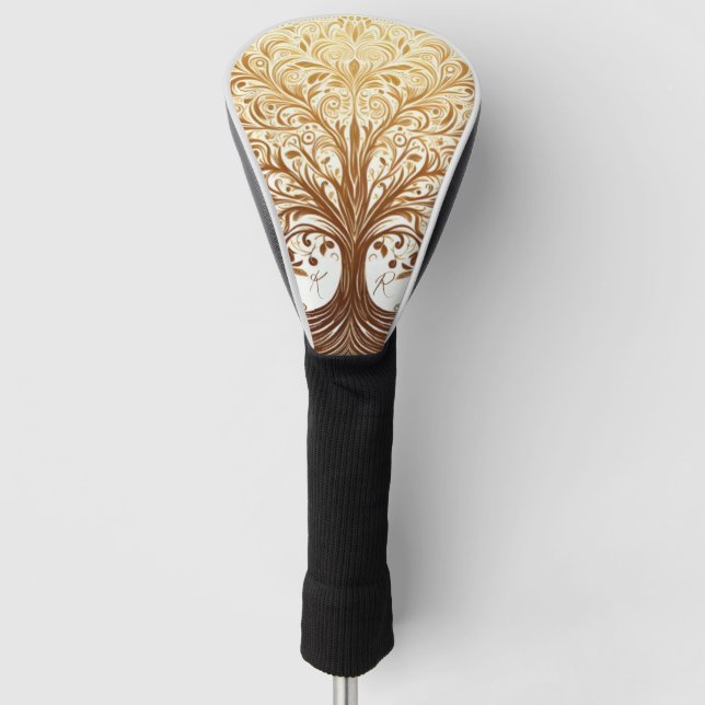 Couvre-club De Golf Elegant Gold Tree of Life Spiritual Celebration (Devant)