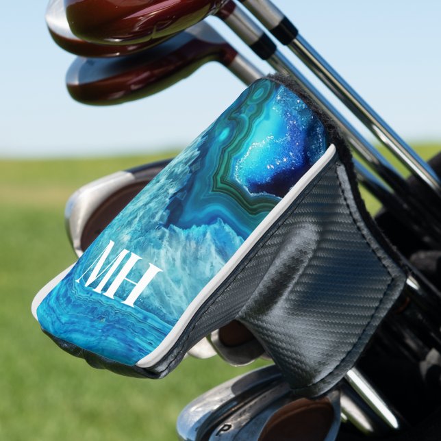 Couvre-club De Golf Élégant Golfeur d'agate Monogramme initial (Elegant Agate Golfer Initial Monogram Golf Head Cover)