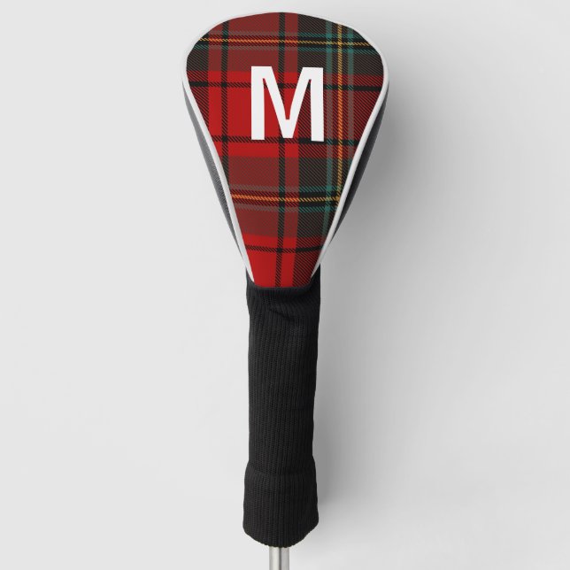 Couvre-club De Golf Elegant green & red tartan plaid Personalized  (Devant)