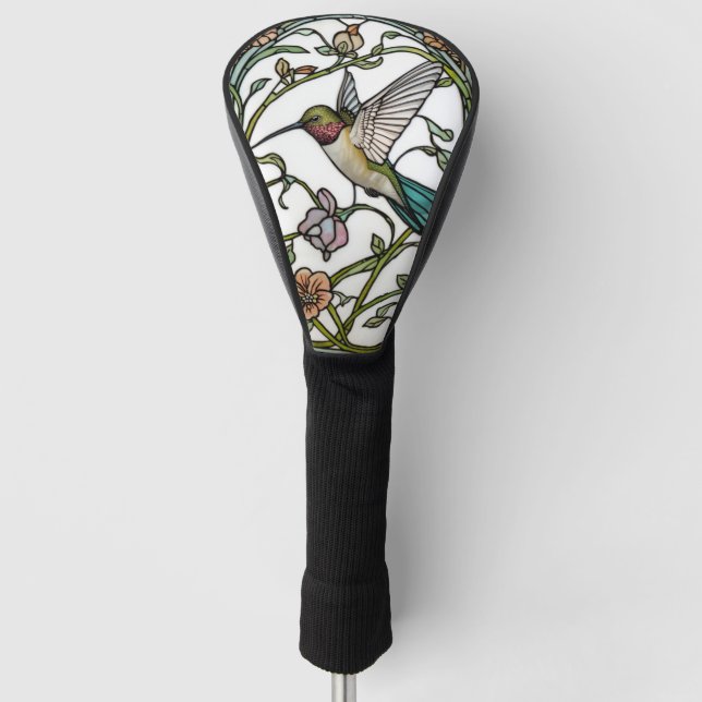 Couvre-club De Golf Elegant hummingbird artwork botanical boho chic (Devant)