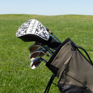 Couvre-club De Golf Elégant modèle noir & blanc français Damask