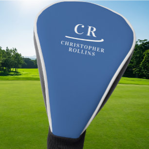 Couvre-club De Golf Élégant Monogramme moderne Initiales Nom Custom Bl