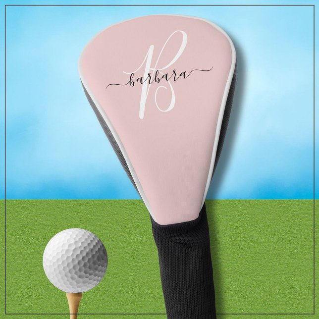 Couvre-club De Golf Élégant Monogramme rose Nom initial * (Créateur téléchargé)