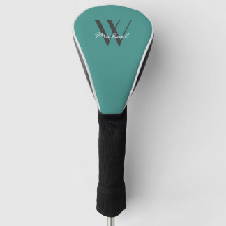 Couvre-club De Golf Élégant Monogramme Turquoise Ajouter un script de