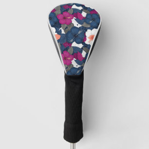 Couvre-club De Golf Élégant motif floral d'hibiscus bleu (2)