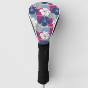 Couvre-club De Golf Élégant motif floral d'hibiscus bleu (5)