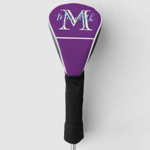 Couvre-club De Golf Élégant nom de monogramme personnalisé Purple L