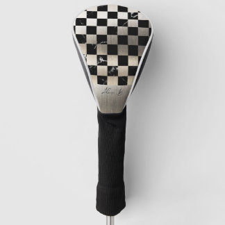 Couvre-club De Golf Elegant Personalized Steel and Dark Marble