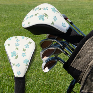 Couvre-club De Golf Élégant Prépa Floral Cottagecore Ivoire Bleu Clair