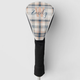 Couvre-club De Golf Élégant tatan bleu crème Monogramme