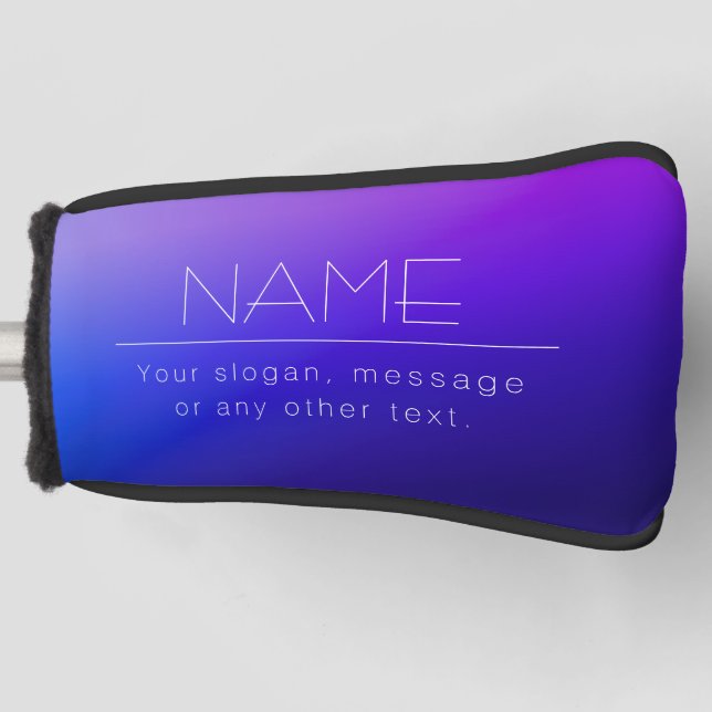 Couvre-club De Golf Élégant texte modifiable et couleur violet moderne (Devant)