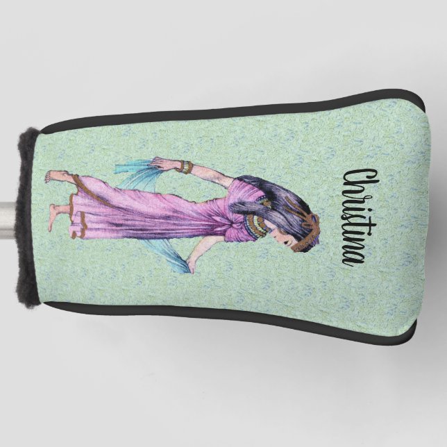 Couvre-club De Golf Élégante dame d'Egypte Robe violette vert (Devant)