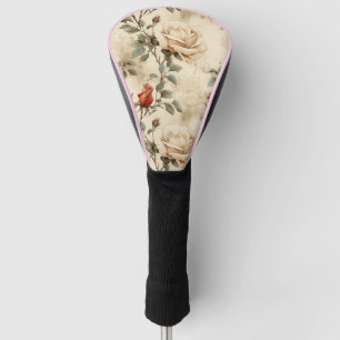 Couvre-club De Golf Elégante Fleur Rose Vintage Fleur Beige Floral Des