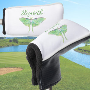Couvre-club De Golf Elégante Luna Moth Green Personnalisée Dames Blanc
