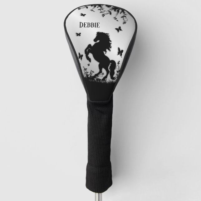Couvre-club De Golf Élevage de l'étalon noir / Cheval sur l'argent ave (Devant)