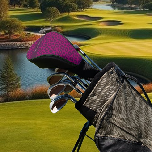 Couvre-club De Golf Empreinte de léopard-Magenta (Leopard Print-Magenta- Golf Head Cover )