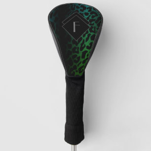 Couvre-club De Golf Empreinte de léopard vert monogrammé