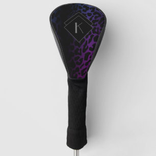 Couvre-club De Golf Empreinte de léopard violet monogramme