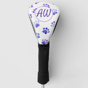 Couvre-club De Golf Empreinte de patte texturé blanc violet personnali
