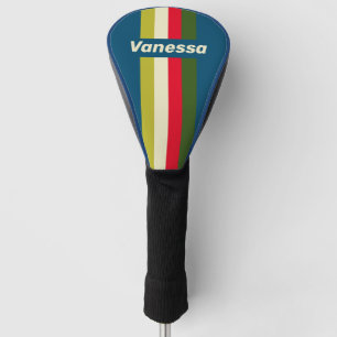 Couvre-club De Golf Épinglette de rugby rétro rayée avec nom