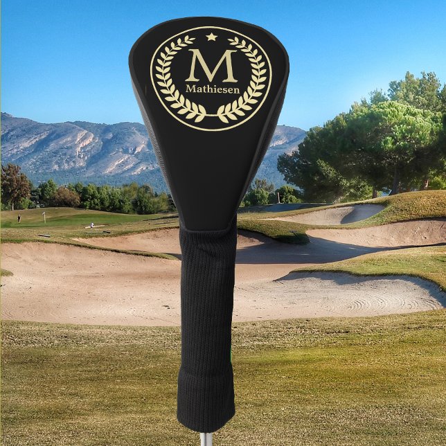 Couvre-club De Golf Étoile de feuille de laurier de monogramme (Créateur téléchargé)