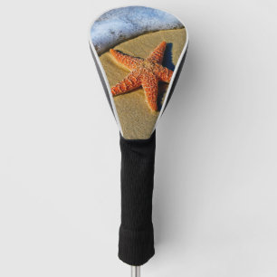 Couvre-club De Golf Étoile de mer orange sur la plage