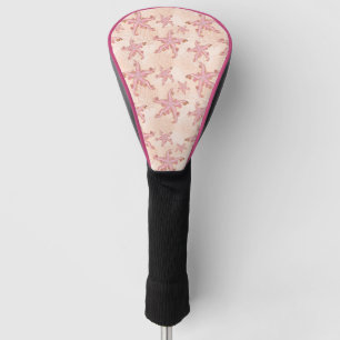 Couvre-club De Golf Étoiles de mer et motif pastel rose corail