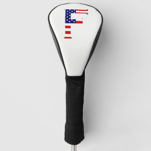 Couvre-club De Golf F Monogramme superposé sur le dccnt drapeau améric