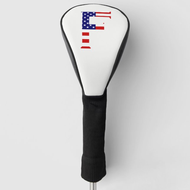 Couvre-club De Golf F Monogramme superposé sur le dccnt drapeau améric (Devant)