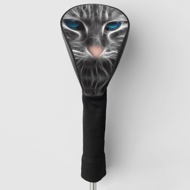 Couvre-club De Golf Face de chat bleu magnifique (Devant)