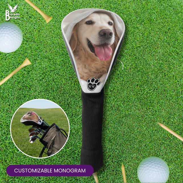 Couvre-club De Golf Famille Animaux de compagnie Photo Monogramme COND (Stylish pet photo Golf Driver Head Cover with Customizable Monogram. Perfect for Golfer Gifts.)