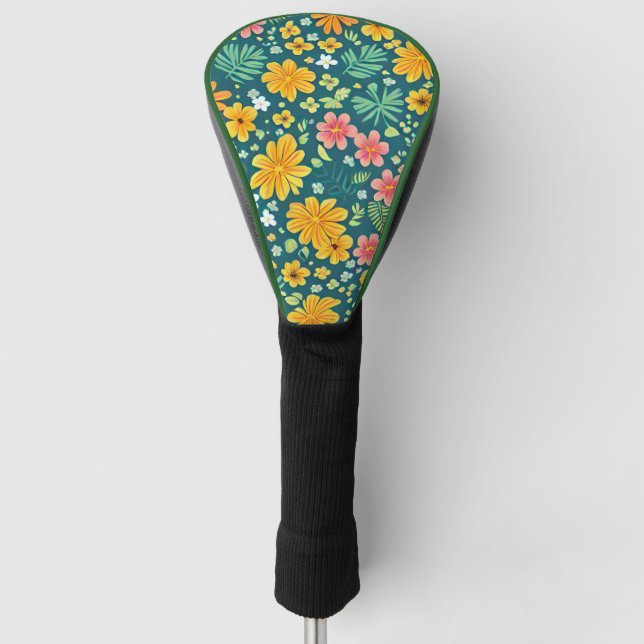 Couvre-club De Golf Feuilles tropicaux et motif de fleurs (Devant)