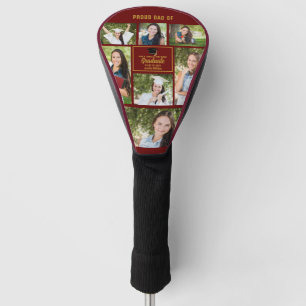 Couvre-club De Golf Fier Papa Graduate Photo Collage Maroon Gold
