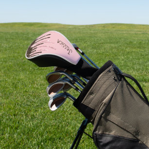 Couvre-club De Golf Fille Rose Femme Bling Black Script Nom
