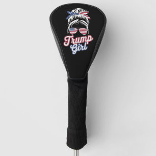 Couvre-club De Golf Fille Trump Bun Messy Vintage USA Drapeau Américai
