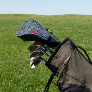 Couvre-club De Golf Fils marbrés Noir Jaune Rose Bleu Coloré