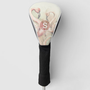 Couvre-club De Golf Flamant rose chic personnalisé avec monogramme
