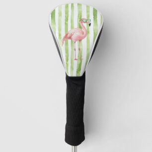 Couvre-club De Golf Flamant rose rose avec lunettes de soleil Grandes